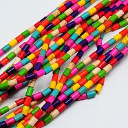 Synthetic Turquoise Beads Strands, Dyed, Column, Mixed Color, 8~9x5mm, Hole: 1mm, about 46pcs/strand, 15.2 inch(TURQ-G120-5x9mm-11)