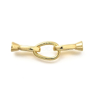 Teardrop Rack Plating Brass Fold Over Clasps, Long-lasting Plated, Lead Free & Cadmium Free, Real 16K Gold Plated, 27mm, Hole: 3mm(KK-S508-18G)