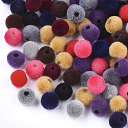 Flocky Acrylic Beads, Round, Mixed Color, 6x5~5.5mm, Hole: 1.6mm(FIND-T046-40B)