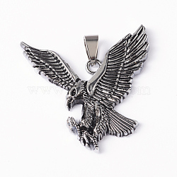 Eagle Alloy Pendants, Antique Silver, 40x39x4mm, Hole: 8x4mm(X-PALLOY-M181-70AS)