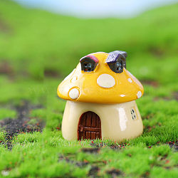 Mini Resin Mushroom House Figurines, Miniature Landscape Display Decoration, for Dollhouse Accessories, Home Decoration, Gold, 42x42mm(MUSH-PW0001-085A-03)