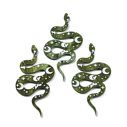 Western Style Acrylic Big Pendants, Snake with Moon, White, 69x38x2mm, Hole: 1.6mm(OACR-I002-01)