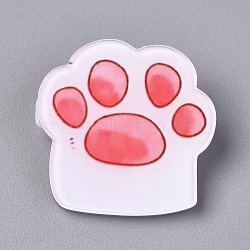 Acrylic Badges Brooch Pins, Cute Lapel Pin, for Clothing Bags Jackets Accessory DIY Crafts, Claw Prints, Salmon, 31.5x32x8.5mm, Pin: 0.8mm(JEWB-E676-67)