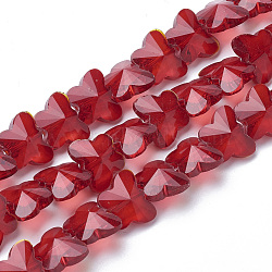 Transparent Glass Beads, Faceted, Butterfly, Dark Red, 12x14.5x7.5mm, Hole: 1mm(GLAA-Q066-14mm-B14)