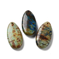 Natural Chrysocolla Pendants, Teardrop Charms, 40x20x8mm, Hole: 1.5mm(G-F731-04Q)