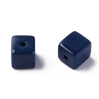 Opaque Acrylic Beads, Cube, Prussian Blue, 10.5x9.5x9.5mm, Hole: 2mm, about 490pcs/500g