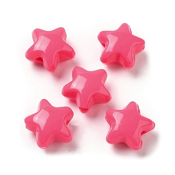 Opaque Acrylic Beads, Star, Deep Pink, 11x11.5x7mm, Hole: 2mm,  about 1245pcs/500g