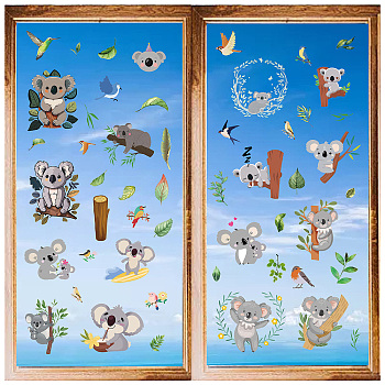 8 Sheets 8 Styles PVC Waterproof Wall Stickers, Self-Adhesive Decals, for Window or Stairway Home Decoration, Koala, 200x145mm, about 1 sheet/style