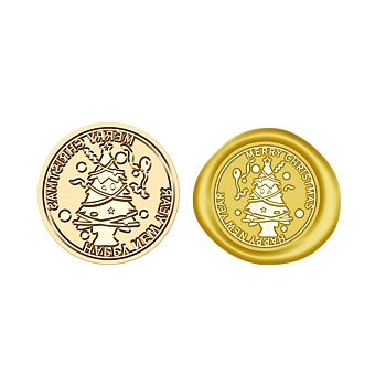 Christmas Series Wax Seal Brass Stamp Head, for Wax Seal Stamp, Golden, Christmas Tree, 25x15mm, Inner Diameter: 7mm