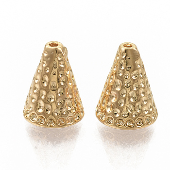 Brass Bead Cones, Nickel Free, Real 18K Gold Plated, Cone, Apetalous, 9.5x7.5mm, Hole: 0.9mm, Inner Diameter: 5.5mm