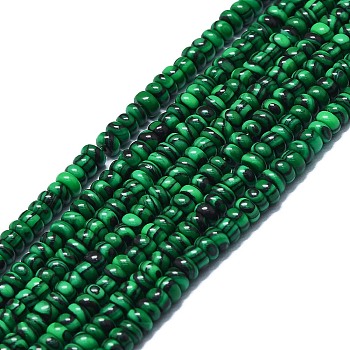 Synthetic Malachite Beads Strands, Disc, 4x1.5~2mm, Hole: 0.5mm, about 96pcs/strand, 15.55''(39.5cm)