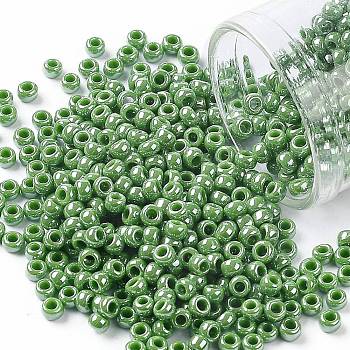 TOHO Round Seed Beads, Japanese Seed Beads, (130) Opaque Luster Mint Green, 8/0, 3mm, Hole: 1mm, about 222pcs/10g