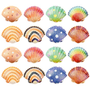 40Pcs 8 Colors Opaque Resin Cabochons, Dyied, Shell Shape, Mixed Color, 23x28x6.5mm, 5pcs/color