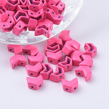 Spray Painted Alloy Multi-Strand Links, for Tile Elastic Bracelets Making, Arrow, Deep Pink, 8x5x4mm, Hole: 1mm