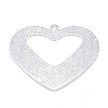 Aluminum Pendants, Heart, Silver Color Plated, 47.5x55x2mm, Hole: 2.5mm