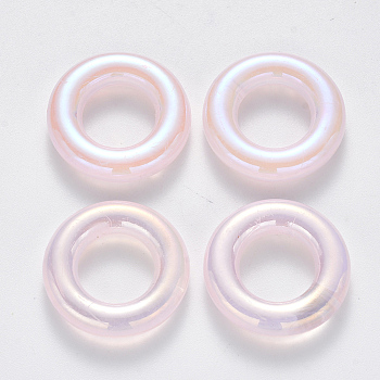 Transparent Acrylic Linking Rings, AB Color Plated, Imitation Gemstone Style, Round Ring, Pink, 25x6mm, Inner Diameter: 12.5mm