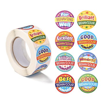 Birthday Themed Pattern Self-Adhesive Stickers, Roll Sticker, for Party Decorative Presents, Colorful, 2.5cm, about 500pcs/roll