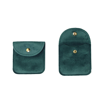 Velvet Jewelry Bag, for Bracelet, Necklace, Earrings Storage, Square, Dark Green, 8x8cm