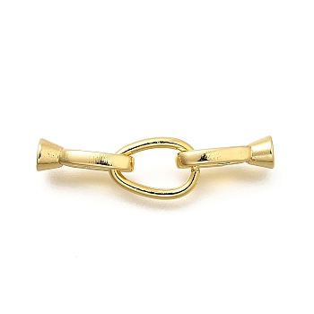 Teardrop Rack Plating Brass Fold Over Clasps, Long-lasting Plated, Lead Free & Cadmium Free, Real 16K Gold Plated, 27mm, Hole: 3mm