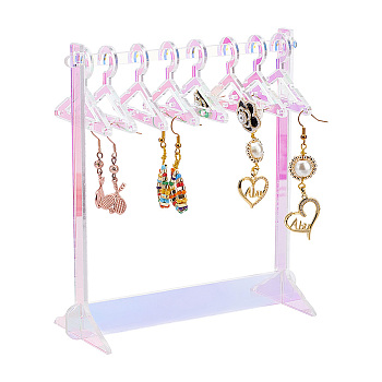 Elite 1 Set Acrylic Earring Display Stands, Coat Hanger Shape, Clear AB, Finished Product: 6x14x15cm, about 12pcs/set