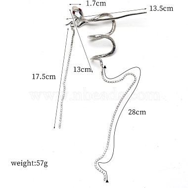 Pasador para el pelo con diamantes de imitación y aleación de serpiente(PW-WG87173-01)-5