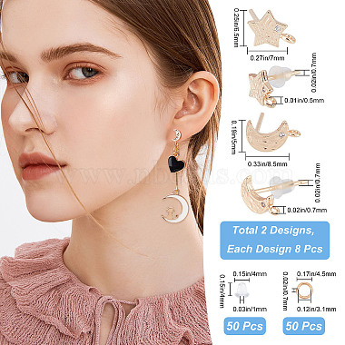 16piezas 2 fornituras para aretes de latón estilo(KK-CN0001-89)-2