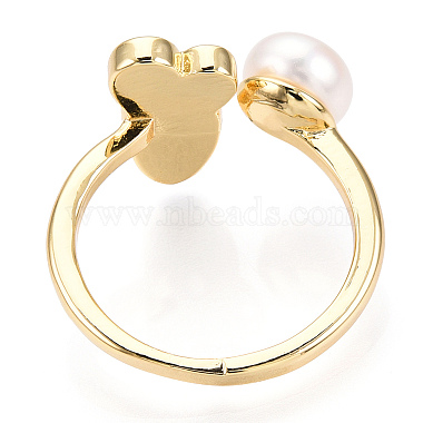 anillo abierto de perlas naturales con ostra perla con labios de plata(PEAR-N022-C09)-3