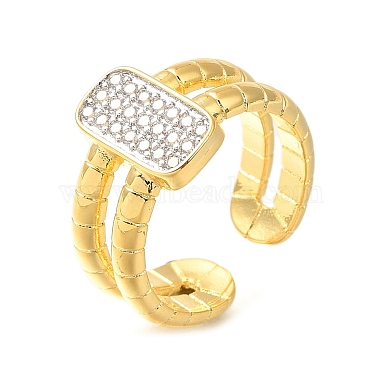 Clear Rectangle Brass+Cubic Zirconia Finger Rings