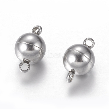 304 Stainless Steel Magnetic Clasps with Loops(X-STAS-K006-8mm-04C)-2