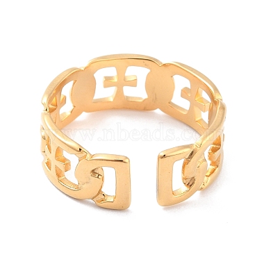 Ионное покрытие (ip) 304 крестообразное кольцо из нержавеющей стали для женщин(RJEW-L103-24G)-3