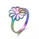 Ion Plating(IP) 201 Stainless Steel Flower Finger Ring(RJEW-J051-30MC)-1