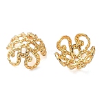 Brass Bead Caps, Flower, Cadmium Free & Lead Free, Rack Plating, Long-Lasting Plated, Real 18K Gold Plated, 7x3.5mm, Hole: 0.7mm(KK-C260-19B-G)