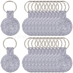 30Pcs Polyester Keychains, with Alloy Rings, Flat Round, Platinum, Gainsboro, 78mm(KEYC-SP0001-61A)