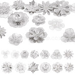 13Pcs 13 Styles Brass Bead Caps, Flower, Platinum, 23~40x23.5~41.5x4`7mm, Hole: 0.8~1mm(KK-TA0008-26P)