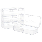 Transparent Plastic Storage Boxes, Bead Containers with Hinged Lid, Rectangle, Clear, 16.5x7.54x4.7cm(CON-WH0094-35A)
