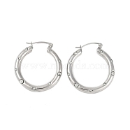 304 Stainless Steel Hoop Earrings for Women, with Colourful Cubic Zirconia, Stainless Steel Color, 31x4mm(EJEW-K281-34P-02)