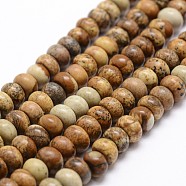 Natural Picture Jasper Beads Strands, Rondelle, 8x5mm, Hole: 1mm, about 75pcs/strand, 14.9 inch~15.1 inch(G-D840-04)