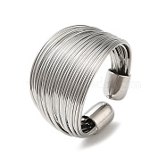 Brass Multi Wire Wrap Open Cuff Ring, Real Platinum Plated, Inner Diameter: 17.6mm(RJEW-C037-02P)