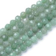Natural Green Aventurine Bead Strands, Faceted Round, 8mm, Hole: 1mm, about 50pcs/strand, 15.7 inch(G-R411-10-8mm)