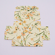 Flower Pattern Paper Gift Boxes, Folding Boxes, for Jewelry Square, Yellow Green, 7.5x7.5x3cm(CON-WH0182-05E)