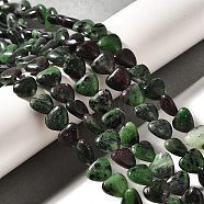 Natural Ruby in Zoisite Beads Strands, Heart, 10.5x10.5~11.5x4.5~5mm, Hole: 0.7~1mm, about 38~40pcs/strand, 36.8~42.6cm(G-R190-10mm-60)