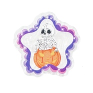 Halloween Style Printed Acrylic Pendants, Star, 39x39.5x2mm, Hole: 2mm(OACR-M007-02A)