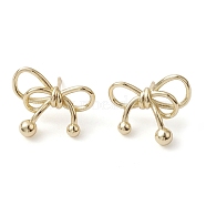 Bowknot Brass Stud Earrings, Long-Lasting Plated, Lead Free & Cadmium Free, Real 18K Gold Plated, 17x19.5mm(EJEW-M245-14G)