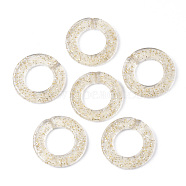 Transparent Acrylic Linking Rings, with Glitter Powder, Quick Link Connectors, For Jewelry Rolo Chains Making, Donut, Beige, 31.5x4.5mm, Inner Diameter: 17mm, about 195pcs/500g(TACR-T016-13)