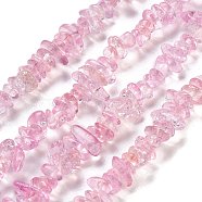 Transparent Crackle Glass Beads Strands, Chips, Pearl Pink, 3~7x8.5~12.5mm, Hole: 1.4mm, about 360pcs/strand, 324.80''(825cm)(GLAA-U004-01M)