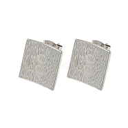 304 Stainless Steel Stud Earring Findings, with Horizontal Loops, Square, Stainless Steel Color, 14x13mm, Hole: 2.5mm, Pin: 11x0.6mm(STAS-A091-03A-P)