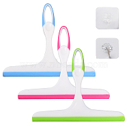 Gorgecraft 3Pcs Plastic Window Squeegee, Cleaning Tool for Shower Glass Doors, Bathroom, Rectangle, 1Pc Plastic Hook Hanger, with Iron Hook, Self Adhesive Sticker, Mixed Color, 5.8~21.9x5.8~24.8x0.2~1cm(TOOL-GF0001-79)