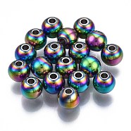 Rack Plating Rainbow Color 304 Stainless Steel Beads, Cadmium Free & Nickel Free & Lead Free, Round, 6x5mm, Hole: 1.6mm(STAS-S119-081C-01)