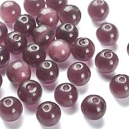 30Pcs Cat Eye Beads, Round, Purple, 8mm, Hole: 1mm(CE-CJ0001-01B)