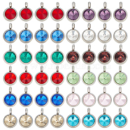 48Pcs 12 Colors 304 Stainless Steel Rhinestone Charms, Birthstone Color Style Flat Round Charms, Mixed Color, 11x7.5x5mm, Hole: 2mm, 4Pcs/color(STAS-BBC0004-05)